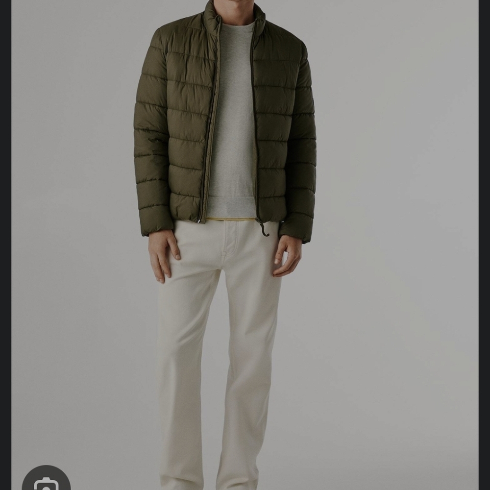 WOOLRICH LIGHTWEIGHT DOWN FILLED OLIVE ZIP FRONT PUFFER JACKET SIZE L EUC